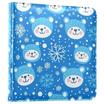 FORMRS 3 Ring Photo Album 4"x6" Self Adhesive Large Capacity PU Leather Cover, Blue Bears
