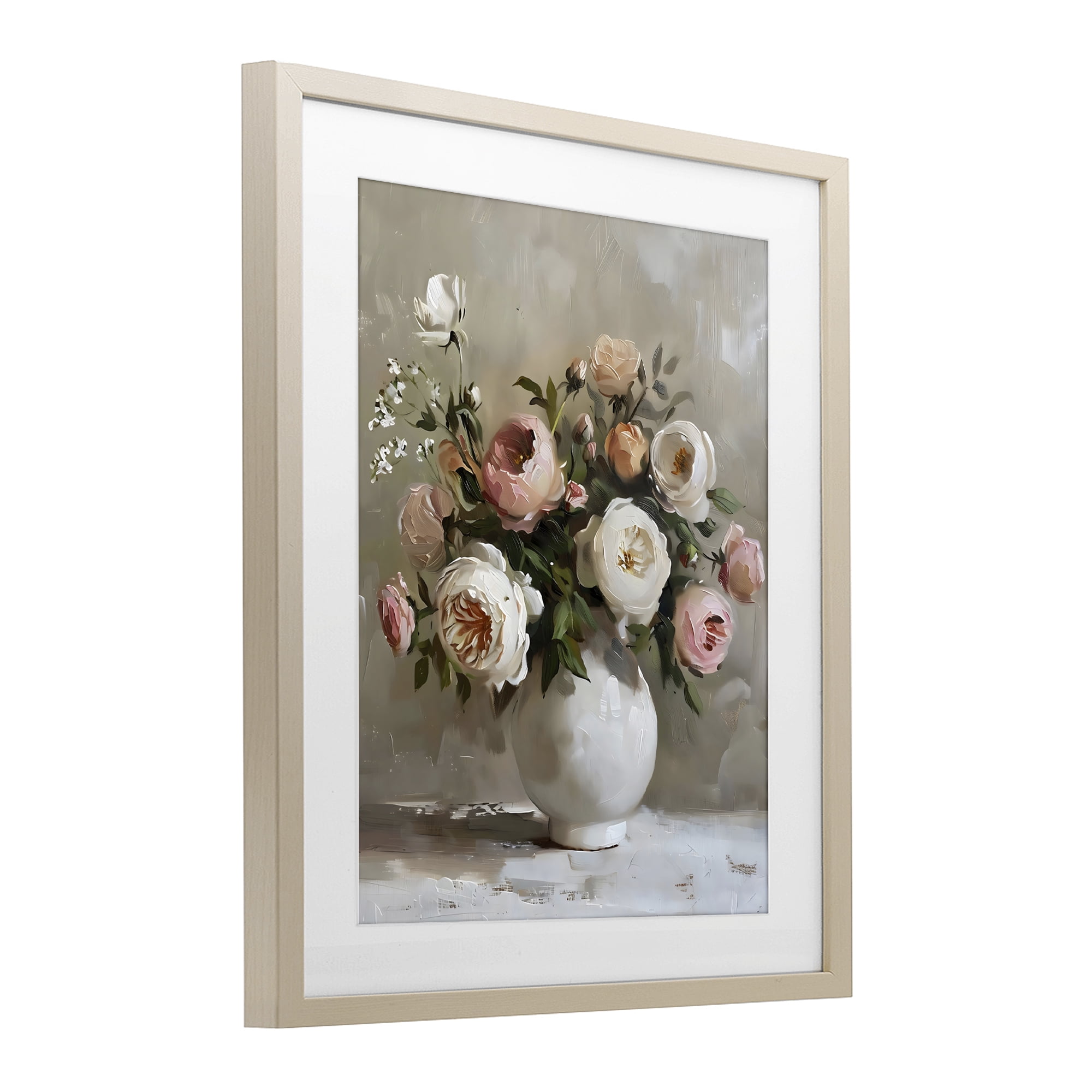 Stupell Industries Peony Blooms Bouquet Vase Birch Framed Print Under Glass, design by Creative Studio