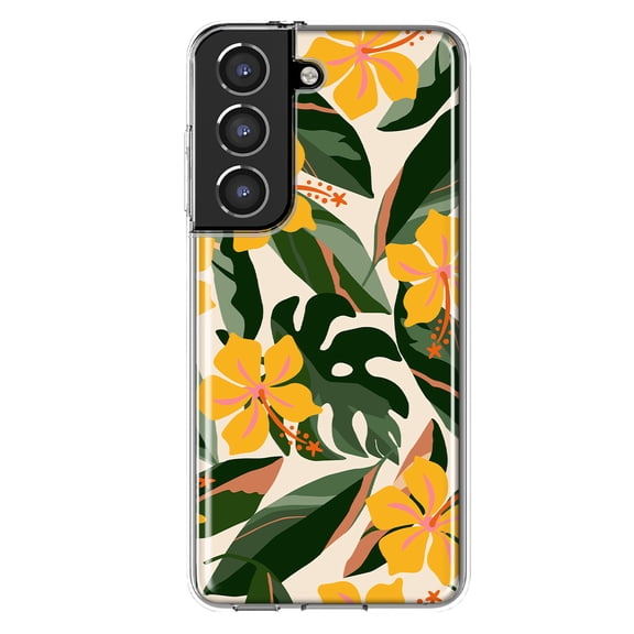 Mundaze - Case for Samsung Galaxy S22 Slim Shockproof Hard Shell Soft TPU Heavy Duty Protective Phone Cover - Vintage Tropical Flowers