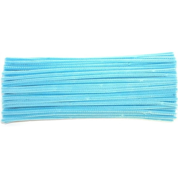 100x Children's Light Blue Craft Pipe Cleaners | 6mm or 12mm | 30cm Length (6mm)