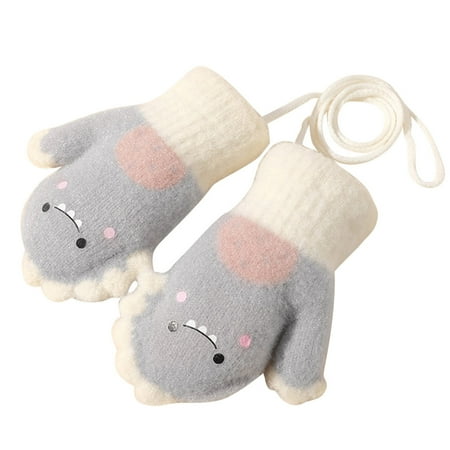 

Toddler Winter Gloves Toddler Soft Cartoon Gloves Kids Baby Boys Girls Winter Warm Knit Fingerless Mittens With Rope