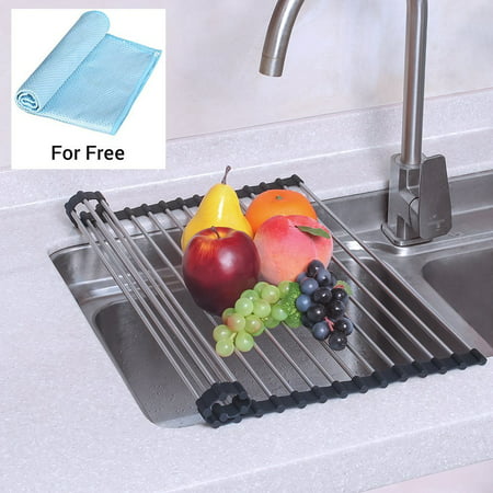 Nex Over The Sink Silicone Dish Drying Rack Roll Up Dish Drainer For Kitchen Drying Mat Nx D001
