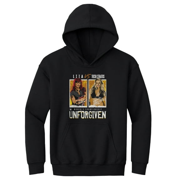 Youth-500 Level Black Trish Stratus v. Lita Match Pullover Hoodie