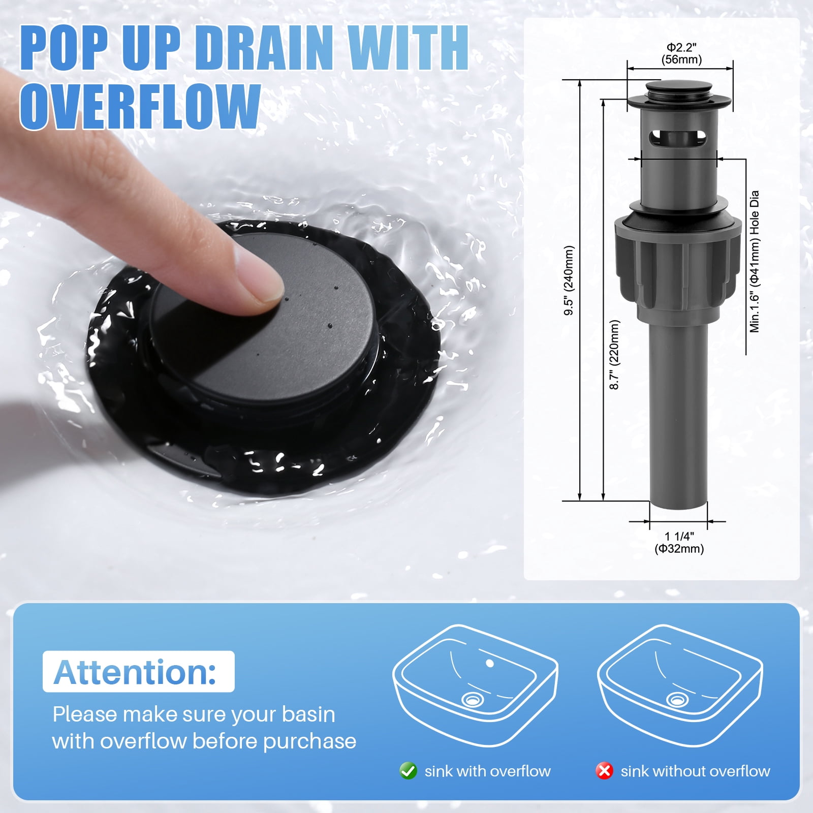 Wowow 4 inch Centerset 2-Handle Bathroom Faucet in black for Bathroom Sink with Pop Up Drain