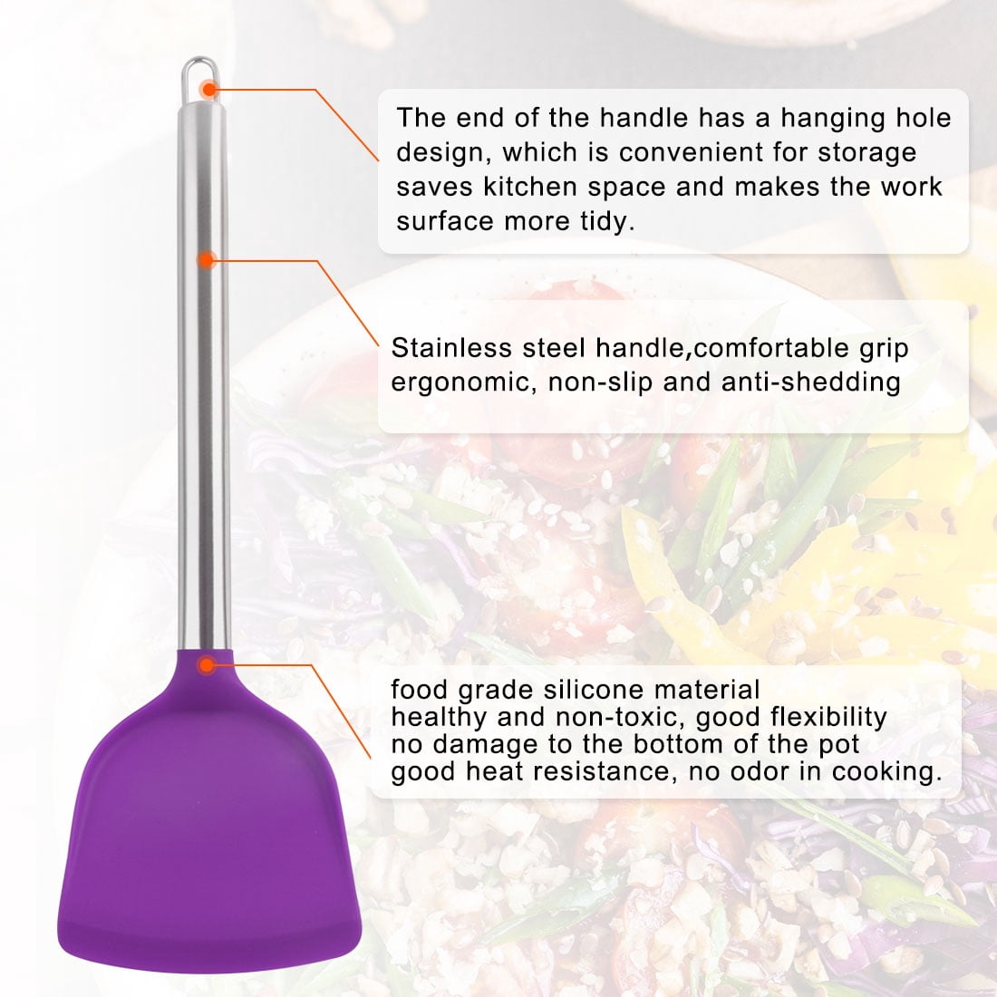 Unique Bargains Silicone Spatula 4 Pieces Heatproof Non Stick Turner Purple