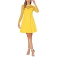 thumbnail image 1 of Vestido de cóctel gótico para mujer Inspire Chic, mini vestido amarillo con mangas largas de malla transparente en forma de corazón, 1 of 6