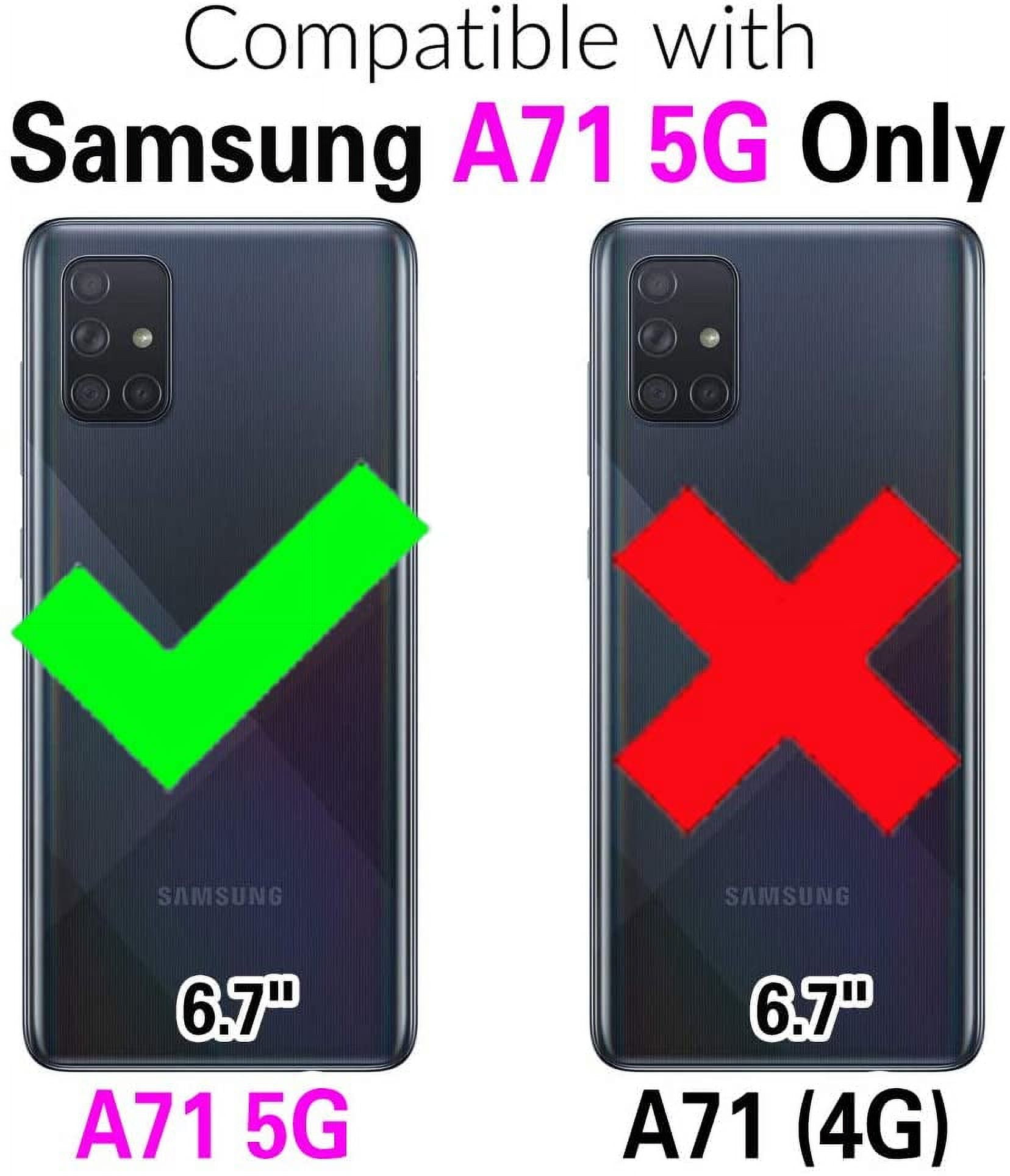 Phone Case for Samsung Galaxy A71 5G Zipper Wallet Detachable Cover with Screen Protector and Leather Flip Mirror Card Holder Slot Cell Accessories Mobile A 71 G5 71A S71 SM Women Men Black