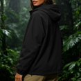 thumbnail image 5 of thefnos Womens Plus Size Cargo Jacket Zip Up Long Sleeve Hooded Coat Fall Solid Color Vintage Trench Coat with Pockets Casual Fashion Clothes, Black XL, 5 of 9
