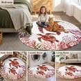 thumbnail image 5 of Ocean Red Turtles Round Area Rug 4Ft Washable Circle Rugs for Bedroom Dining Room, Coastal Coral Nautical Seagrass Flowers Non-Slip Carpet Floor Mats Indoor Outdoor Carpet Runner Aesthetic Home Decor, 5 of 8