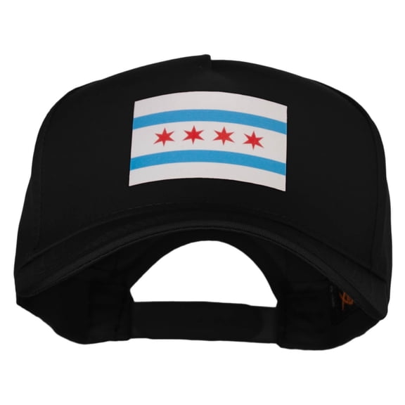 Chicago Flag 5 Panel Cotton Heat Transfer Unstructured Cap - Black OSFM