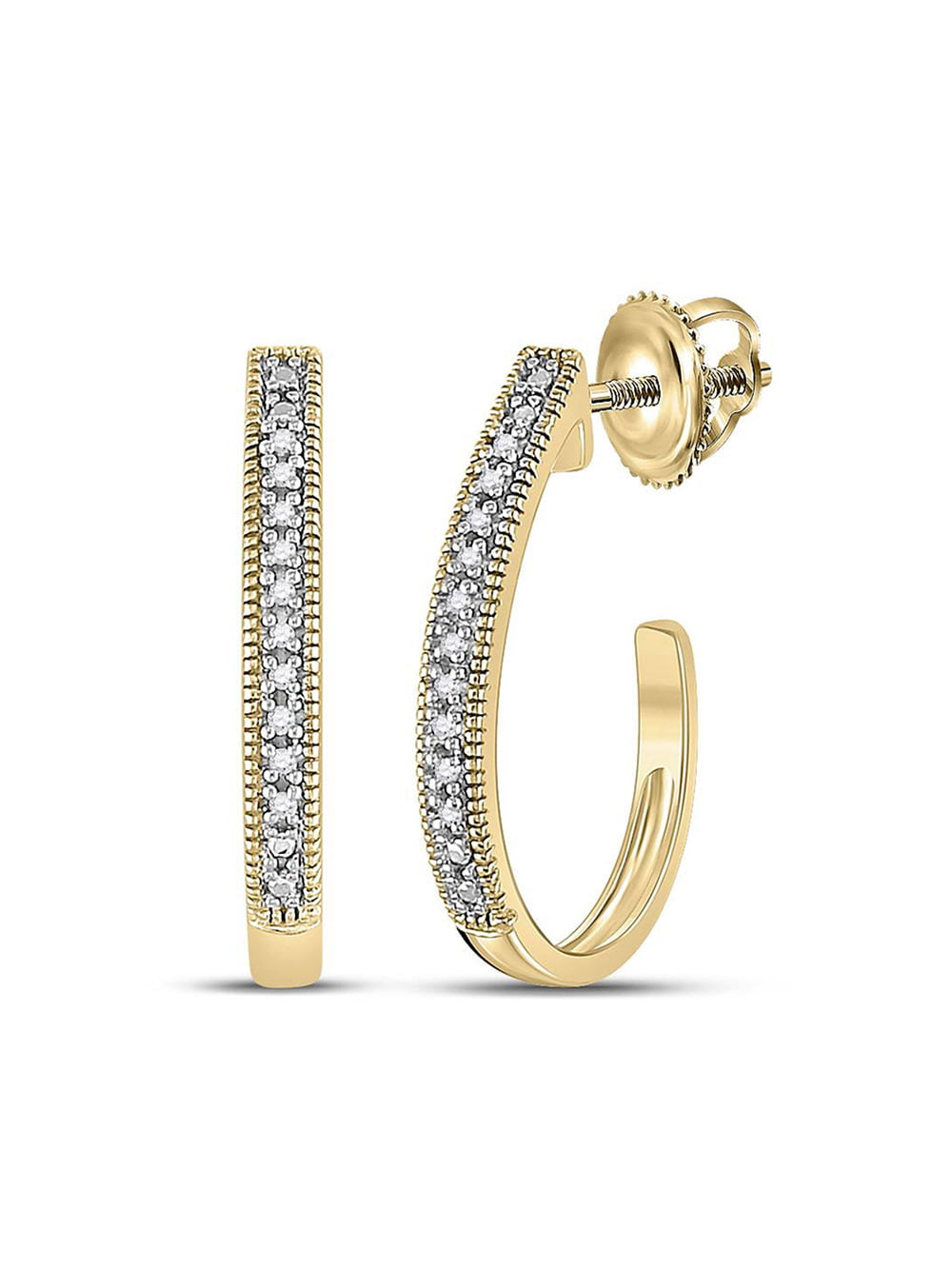 Details about   Real 14kt Yellow Gold Diamond Fascination Flat Round Hoop Earrings