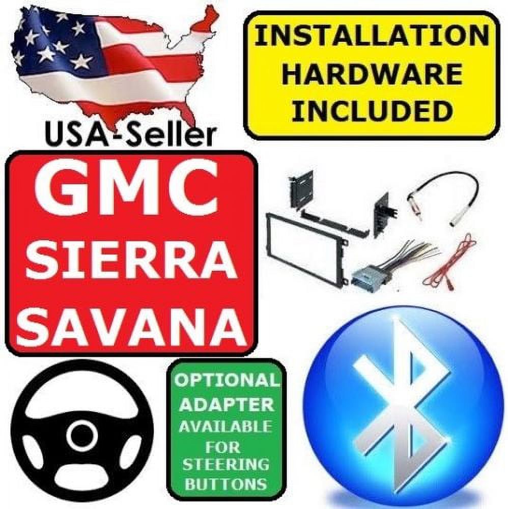 GMC SIERRA SAVANA GPS APPLE CARPLAY NAVIGATION (works with IPHONE) AM/FM USB/BLUETOOTH CAR RADIO STEREO PKG. INCL. VEHICLE HARDWARE: DASH KIT, WIRE HARNESS, AND ANTENNA ADAPTER WHEN REQIRED. - image 2 of 7