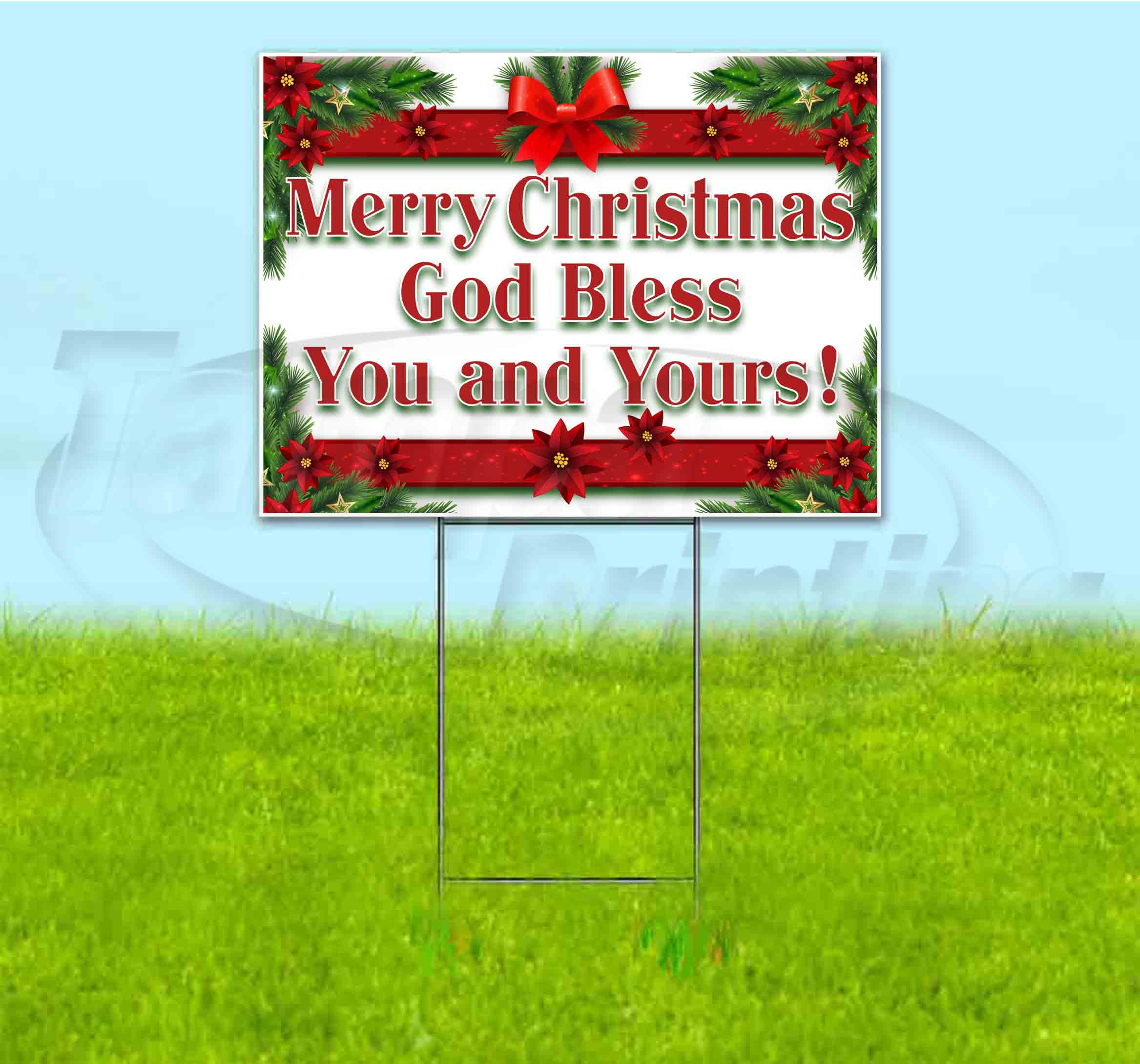 MERRY CHRISTMAS GOD BLESS YOU AND YOURS Advertising Vinyl Banner Flag Sign 