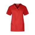 thumbnail image 2 of Minty Mint, Women's, Unisex Solid Medical Scrub Set V-Neck Top and Cargo Pants, Red, S, 2 of 6