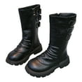 thumbnail image 5 of BOBOGOJP Black Boots for Girls Fashion Lug Sole Side Zipper Tall Riding Boots for Toddler Little Kid Big Kid Black for Size 3.5, 5 of 7