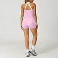 thumbnail image 5 of Color Block Yoga Set for Women Lift Leggings and Sports Bra Two Piece Workout Outfit Sleeveless Back Thin Strap Pink S, 5 of 7