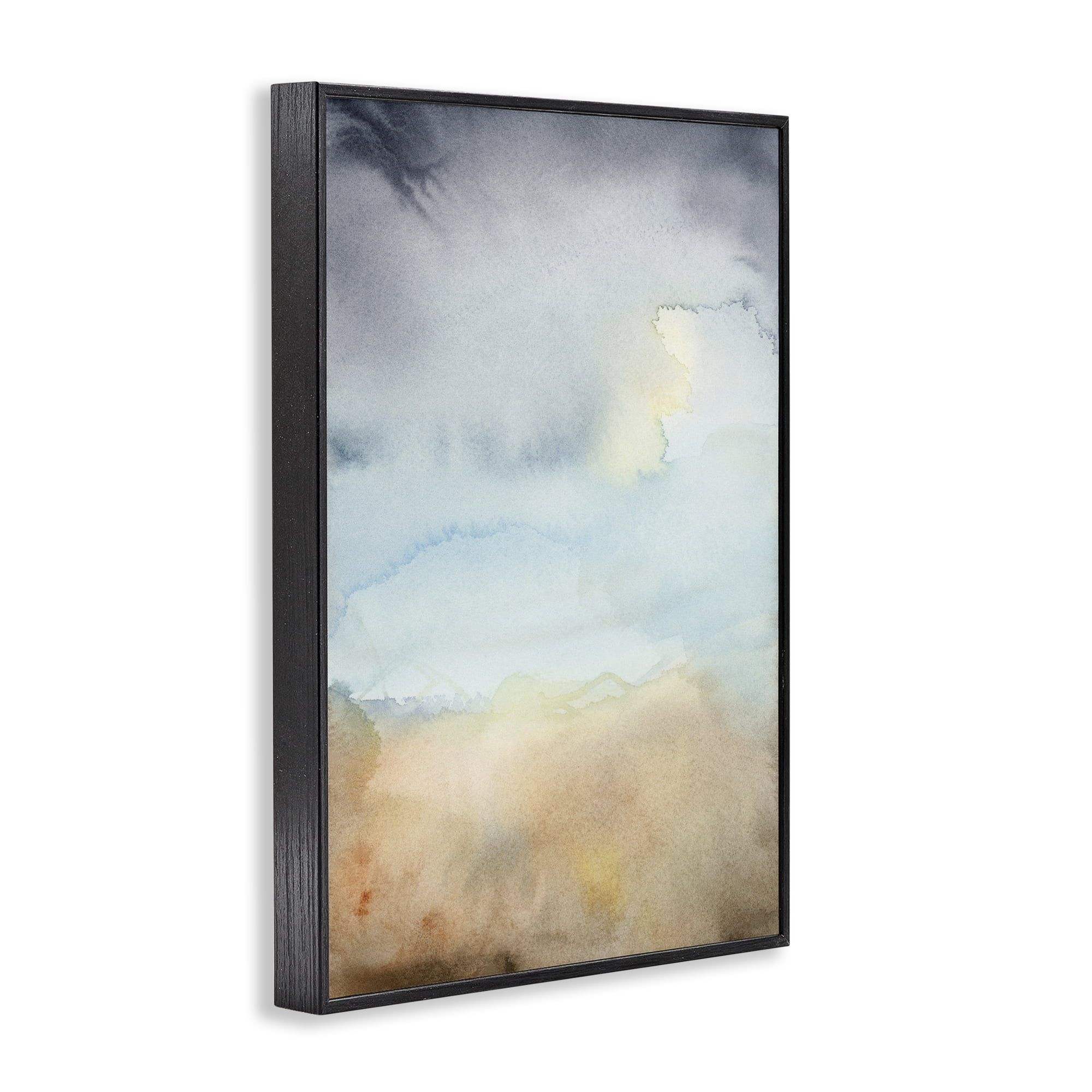 Stupell Industries Soft Fluid Landscape Abstract Painting Black Framed Art Print Wall Art, 12 x 18