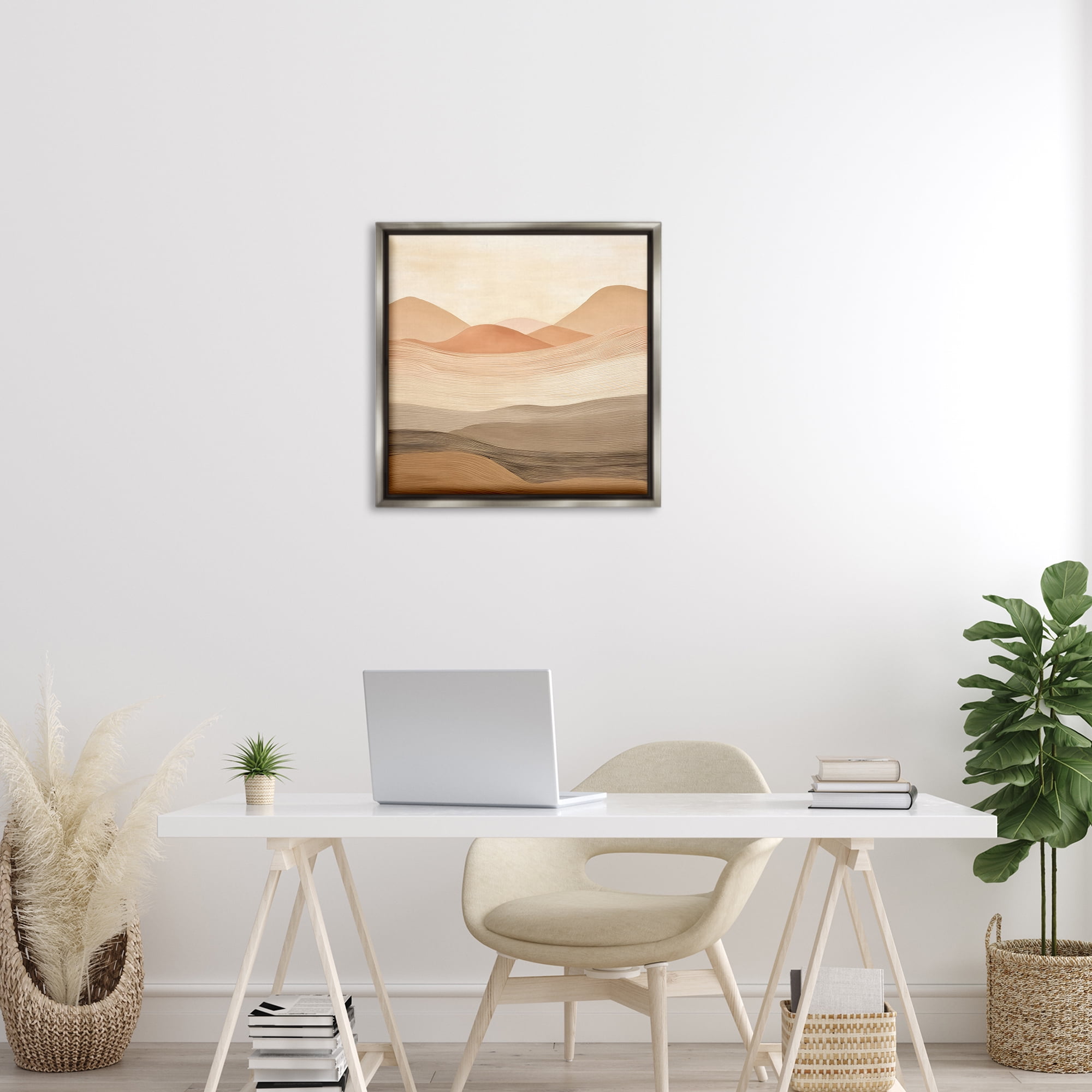 Stupell Industries Layered Sand Dunes Landscape & Nature Painting Gray Floater Framed Canvas Art Print Wall Art, 25 x 25
