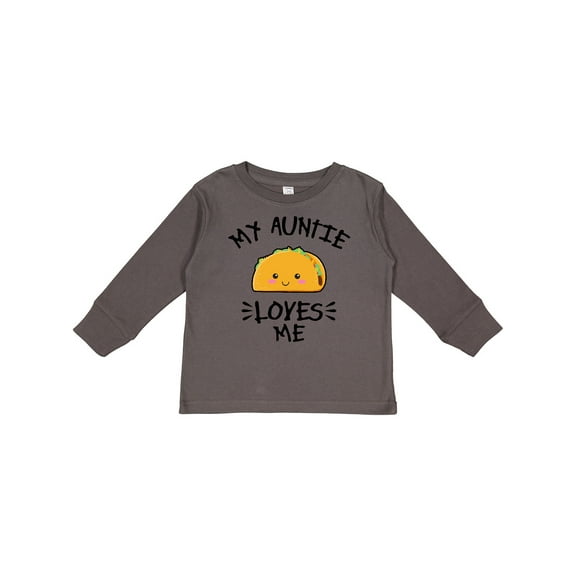 Inktastic My Auntie Loves Me with Taco Illustration Boys or Girls Long Sleeve Toddler T-Shirt