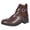 Brown, variant on Rokment Womens Buckle Studded Western Chelsea Ankle Boots Retro Leather Low Block Heel Pull‑On Cowgirl Short Booties for Fall Winter Party Business