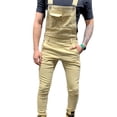 thumbnail image 4 of DYMADE Men Plus Size Suspender Denim Solid Color Torn Pants Casual Jumpsuit, 4 of 4