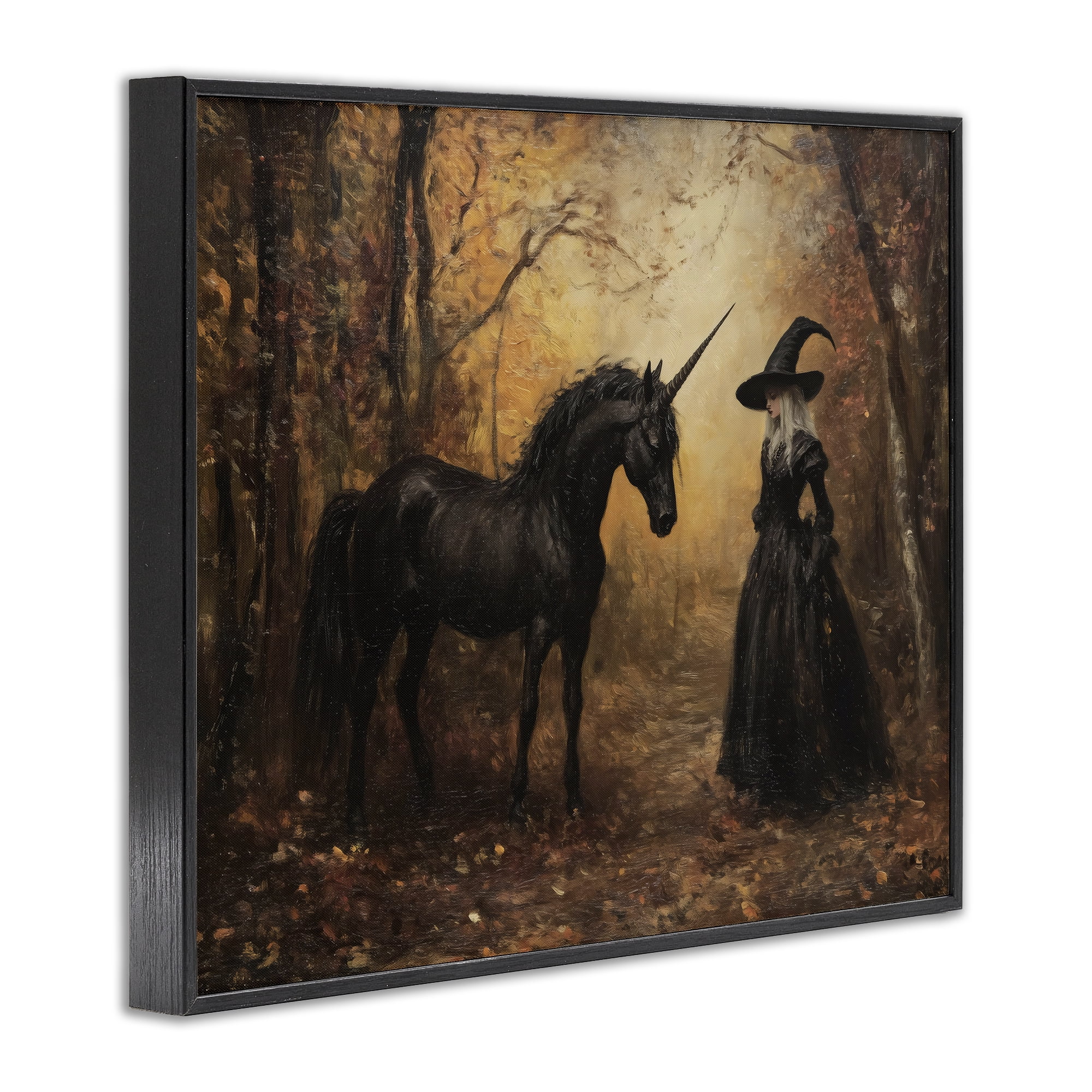 Witch & Black Unicorn Black Framed Giclee Art, design by Arlington Prints
