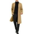 thumbnail image 2 of INSPIRE CHIC Men's Coats Single Breasted Lapel Collar Long Sleeve Back Slit Outerwear Coat XL Khaki, 2 of 7