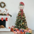 thumbnail image 2 of Northlight 22" Lighted Snowman Wearing a Red Frosted Hat with Pine Christmas Tree Topper, 2 of 6