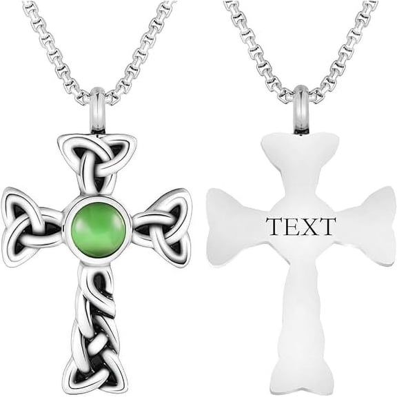 Cross Cremation Jewelry for Human Ashes Stainless Steel Urn Necklace for Ashes Memorial Cremation Ashes Necklace for Women Men
