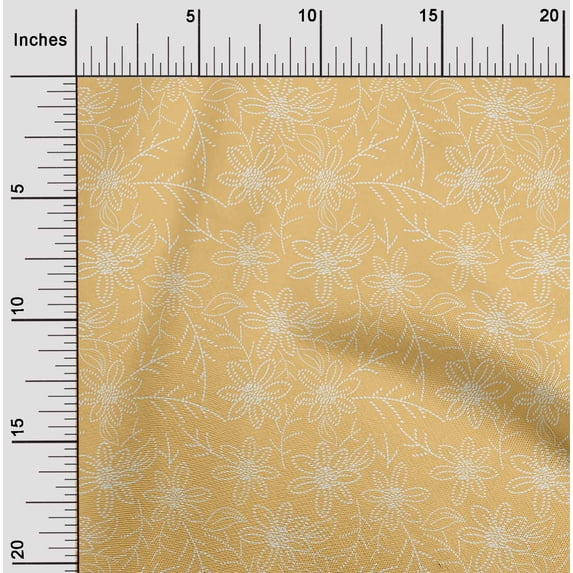 oneOone Cotton Poplin Fabric Leaves & Floral Artistic Sashiko Print Fabric Prints by Yard 56 Inch Wide