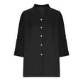 thumbnail image 5 of Breezora Womens Long Sleeve Linen Shirt Button Down Collared Blouse Relaxed Fit Breathable Comfortable Work Casual Wear L Size Black, 5 of 8