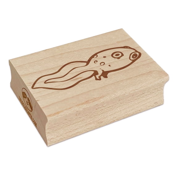 Frog Tadpole Rectangle Rubber Stamp Stamping Scrapbooking Crafting - Small 1.7in