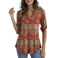 thumbnail image 4 of LETDIOSTO Womens Plus Size Shirts 3/4 Roll Sleeve V Neck Floral Flowy Blouses Tunic Tops, 4 of 9