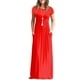 thumbnail image 3 of Qarigey Vestido largo Manga corta Vestido maxi de verano Color sólido Ropa de mujer Vestidos Rojo L, 3 of 5