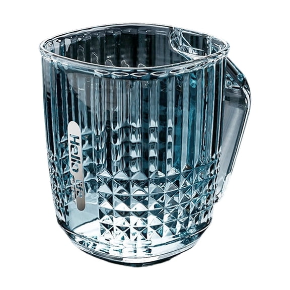 Clear Diamond Toothbrush Cup for Couples, Crystal Mouthwash Tumbler with Elegant Design, for Bathroom Decor Gifts, Stylish and Transparent Rinse Cup, Blue