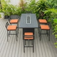 thumbnail image 5 of LeisureMod 7-Piece Patio Dining Bar Set Aluminum Rectangular Fire Pit Table with Tank Holder and 6 Barstool with Removable Cushions for Modern Home, Backyard, Garden Chelsea Collection in Orange, 5 of 11