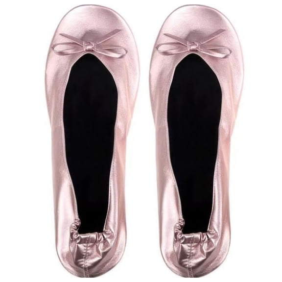 Women's Satin Ballerina Slippers with Soft Tie Bow and Suede Sole