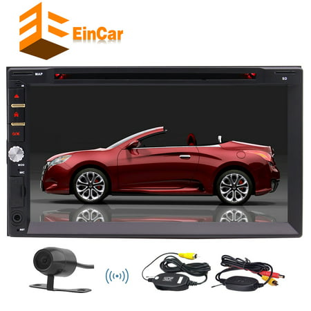 7 Inch Double 2 DIN Car Headunit In Dash DVD 1080P Video Music Player Bluetooth GPS Navigation Car Stereo Radio with Digital Touch Screen 8GB Map Card Wireless Remote + Wireless Backup