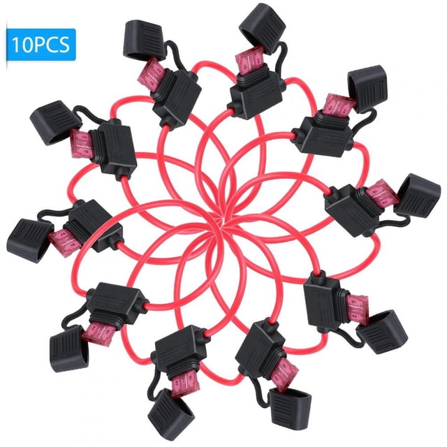 Portafusibles de cuchilla automática, 10 piezas DC 12V 40A Portafusibles estándar Portafusibles de cuchilla meticulosamente diseñado