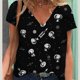thumbnail image 3 of Camiseta de mujer, ropa Harajuku, camisetas con estampado de dibujos animados de Snoopy, camisetas de cuello en V, jersey de gran tamaño, blusa de manga corta, sudadera holgada, 3 of 5