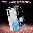 thumbnail image 6 of for Samsung Galaxy S25 Plus (Not S25) 6.7" Case, Flowers Floral Design Bling Clear Glitter Sparkle Diamond Soft TPU Silicone Cover with Ring Kickstand for Samsung Galaxy S25 Plus HSF-Blue, 6 of 7