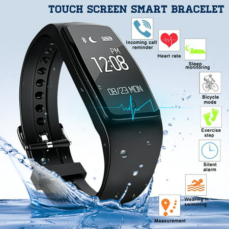 OLED Touch Screen Waterproof bluetooth Sports Fitness Tracker Bracelet Smart Wrist Watch Band for iPhone & Android, Support multi-language, Heart Rate, Sleep