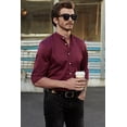 thumbnail image 4 of POGLIP Men's Burgundy Button-up Slim-fit Long Sleeve Men's Shirt, 4 of 6