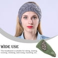thumbnail image 3 of Crochet Headbands Winter Leaves Pattern with Rhinestones Elastic Head Protector Wide Warm Chunky Hair Accessories for Girls Pickle Green, 3 of 7