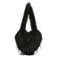 thumbnail image 2 of Women's Heart Shape Crossbody Purse Solid Color Heart-Shaped Tassel Handbag Soft Fuzzy Plush Top Handle Bag Fashion Casual Faux Fur Shoulder Tote Bag For Party Daily Travel, 2 of 5