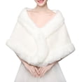 thumbnail image 1 of FELTECHELECTR Chal de felpa para novia, cálido para invierno, accesorio para vestido de novia, chal de novia (blanco), 1 of 7