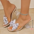 thumbnail image 5 of Samdudou Womens Low Block Heel Polka Dot Bow Accent Sandals Elegant Transparent Chunky Square Heel Casual Fashion Breathable Summer Footwear, 5 of 9