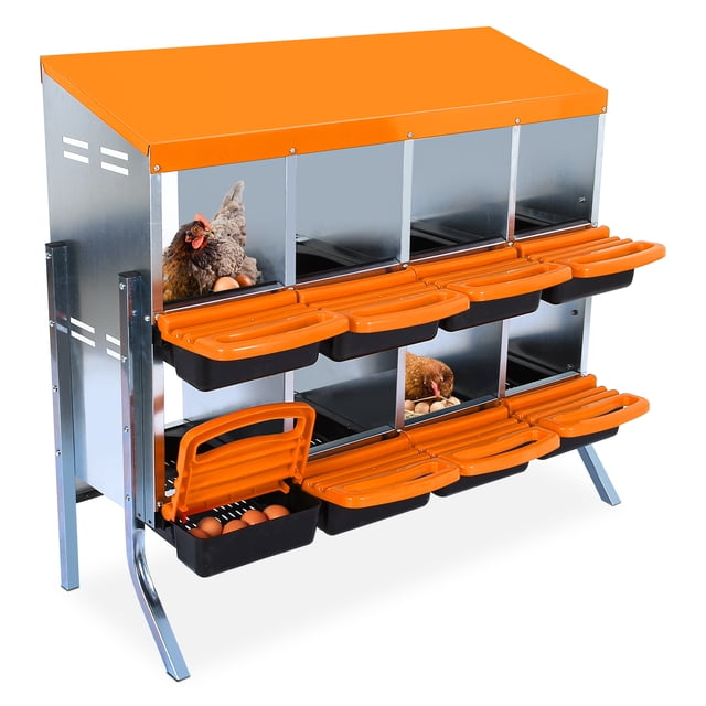 GloryStar Galvanized Sheet and PP Chicken Nesting Box, Egg Laying Nest with Plastic Handle, Easy-to-Use Coop Accessory for Chicken Runs and Hen Houses