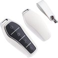 thumbnail image 1 of Funda de Llavero Inteligente de 4 Botones con Llavero, Compatible con BYD Han Ev Tang DM Qin Plus Song Pro/MAX Yuan ATTO 3 Dolphin Key Sleeve - A Blanco, 1 of 3