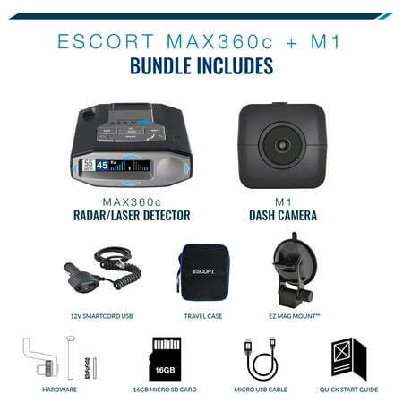 Escort MAX 360c (0100037-1) Radar Detector & Escort M1 Dash Camera (0010067-1) BUNDLE - Everything you need to protect yourself!